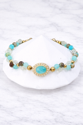 Pulsera Trinity Armonía de Gaia con amazonita, turquesa peruana, prehnita - Gaia Lux
