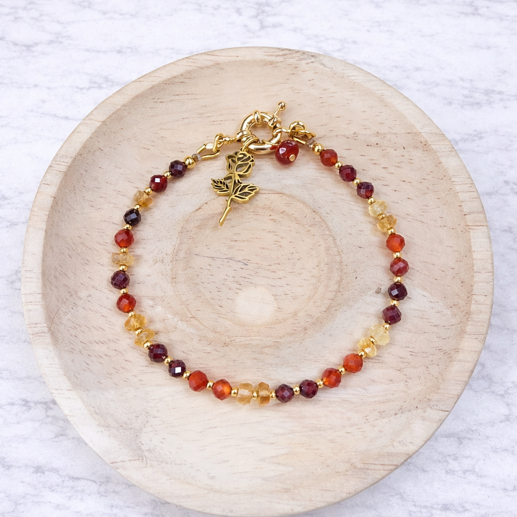 Pulsera Multistones Rosa con cornalina, granate, citrino - Gaia Lux