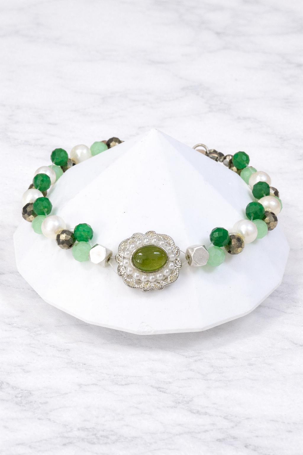 Pulsera Trinity Esmeralda Vital con aventurina, esmeralda, pirita - Gaia Lux