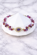 Pulsera Trinity Corazón de Rubí con rubí birmano, piedra luna, amatista - Gaia Lux