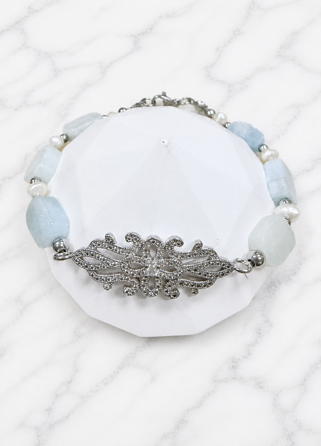 Pulsera Alba · Aguamarina & Perlas