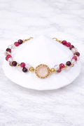 Pulsera Trinity Granate Rubí Cuarzo Rosa con granate, rubí, cuarzo rosa - Gaia Lux