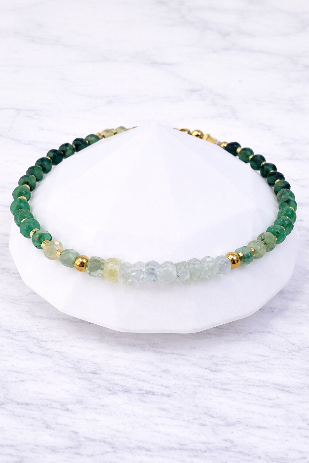 Pulsera Aura Esmeralda con esmeralda, berilo natural - Gaia Lux