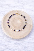 Pulsera Multistones Aqua con aguamarina, iolita, perla natural - Gaia Lux